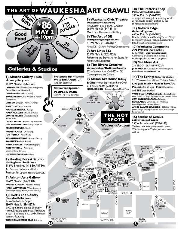 Next Art Crawl May 2, 2015! Explore The Creative ART Community in Downtown Historic Waukesha